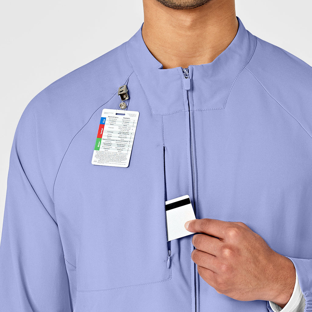 W123 8355 Men's Zip Front Warm Up Jacket Ceil Blue
