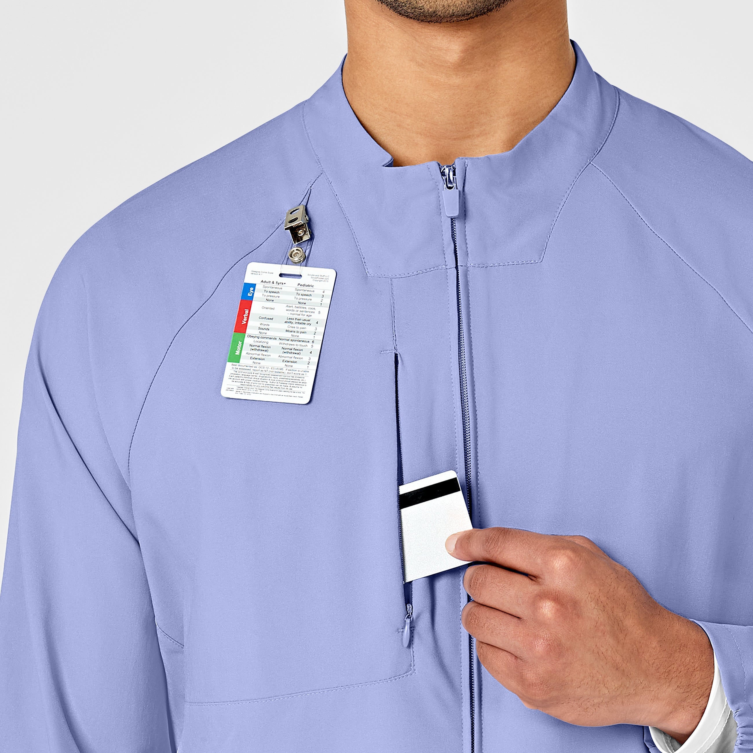W123 8355 Men's Zip Front Warm Up Jacket Ceil Blue