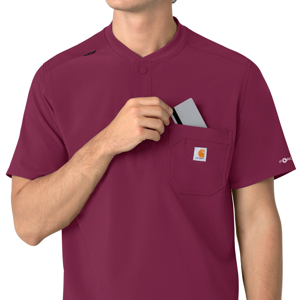 Force Cross-Flex C16310 Men's Henley Scrub Top Wine
