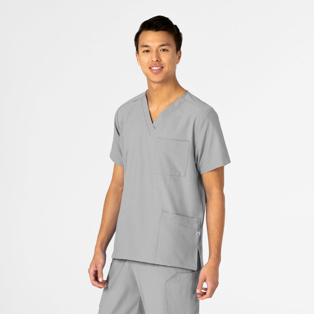 W123 6855 Unisex 4 Pocket Utility Scrub Top Grey