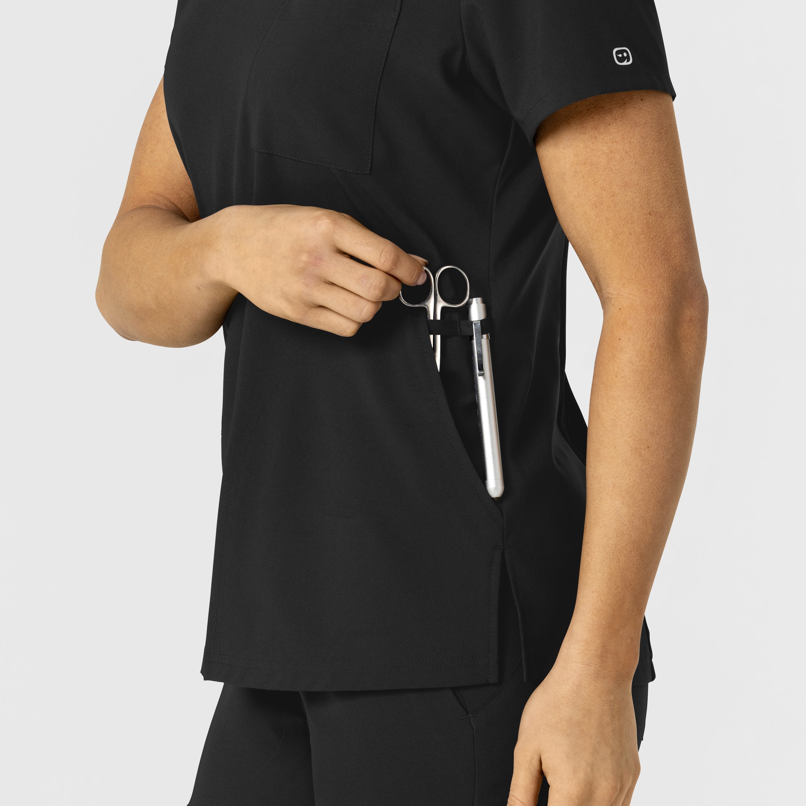 W123 6045 Flex-n-Reach V-Neck Scrub Top Black
