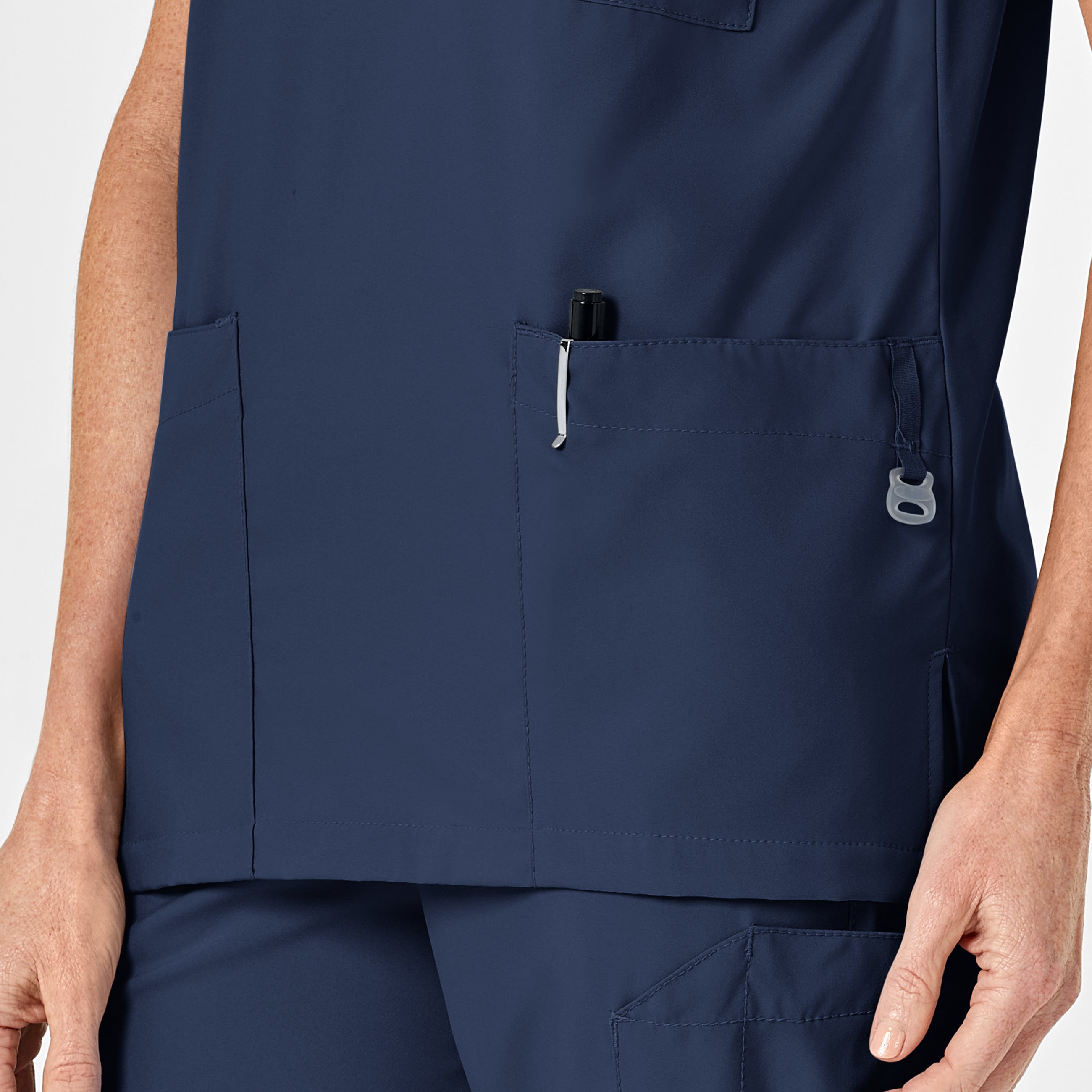 W123 6855 Unisex 4 Pocket Utility Scrub Top Navy