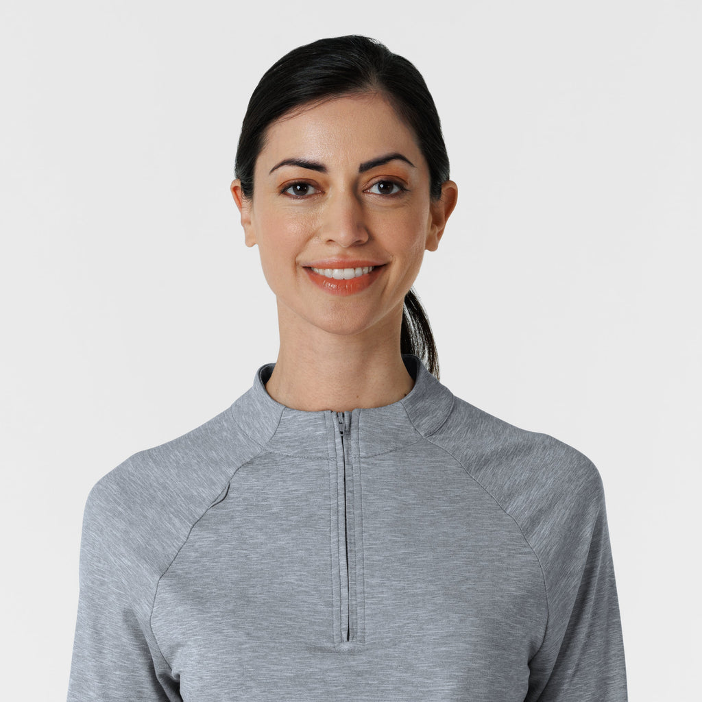Layers 2239 Watch Window Quarter Zip Scrub Top Grey Heather