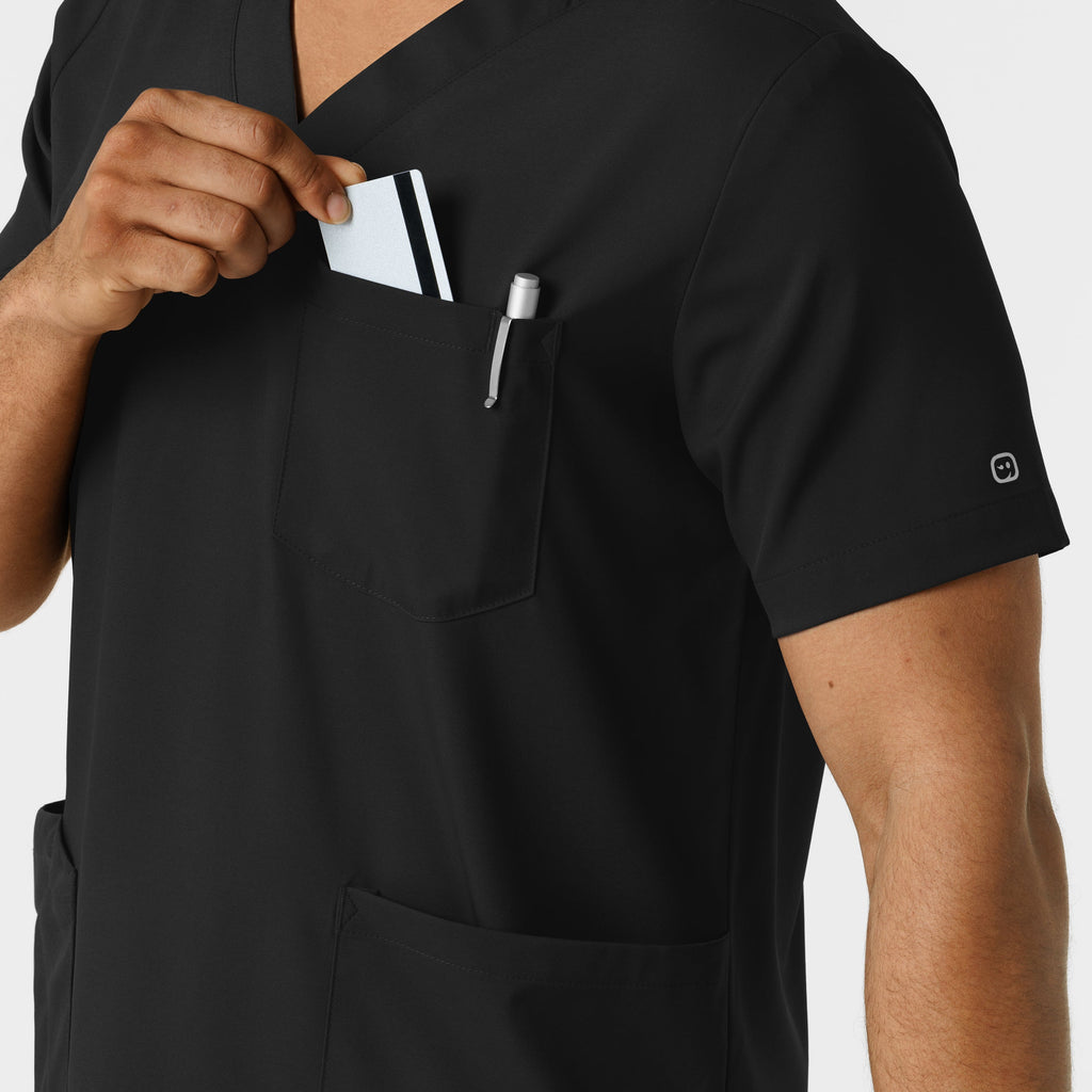 Boundless 6351 Men's Multi Pocket V-Neck Scrub Top Black
