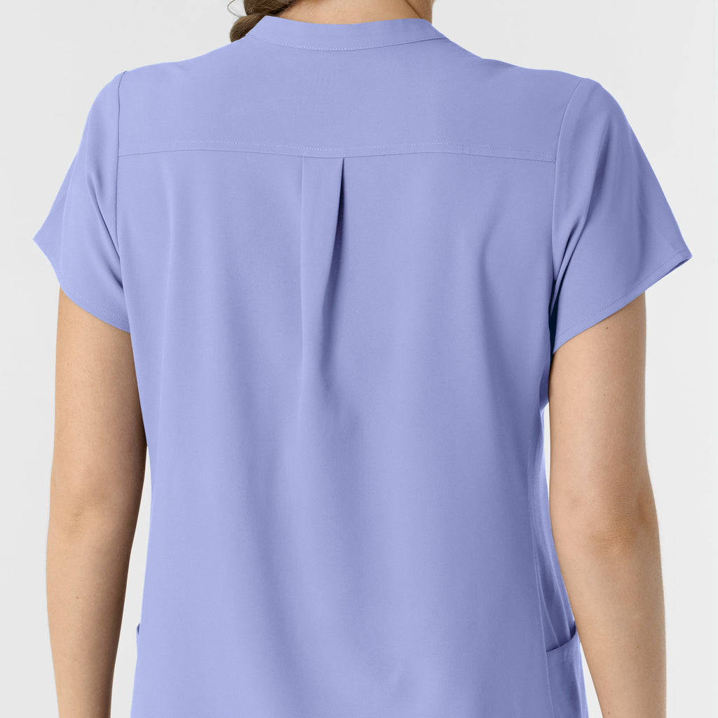 RENEW 6734 Mandarin Collar Scrub Top Ceil Blue
