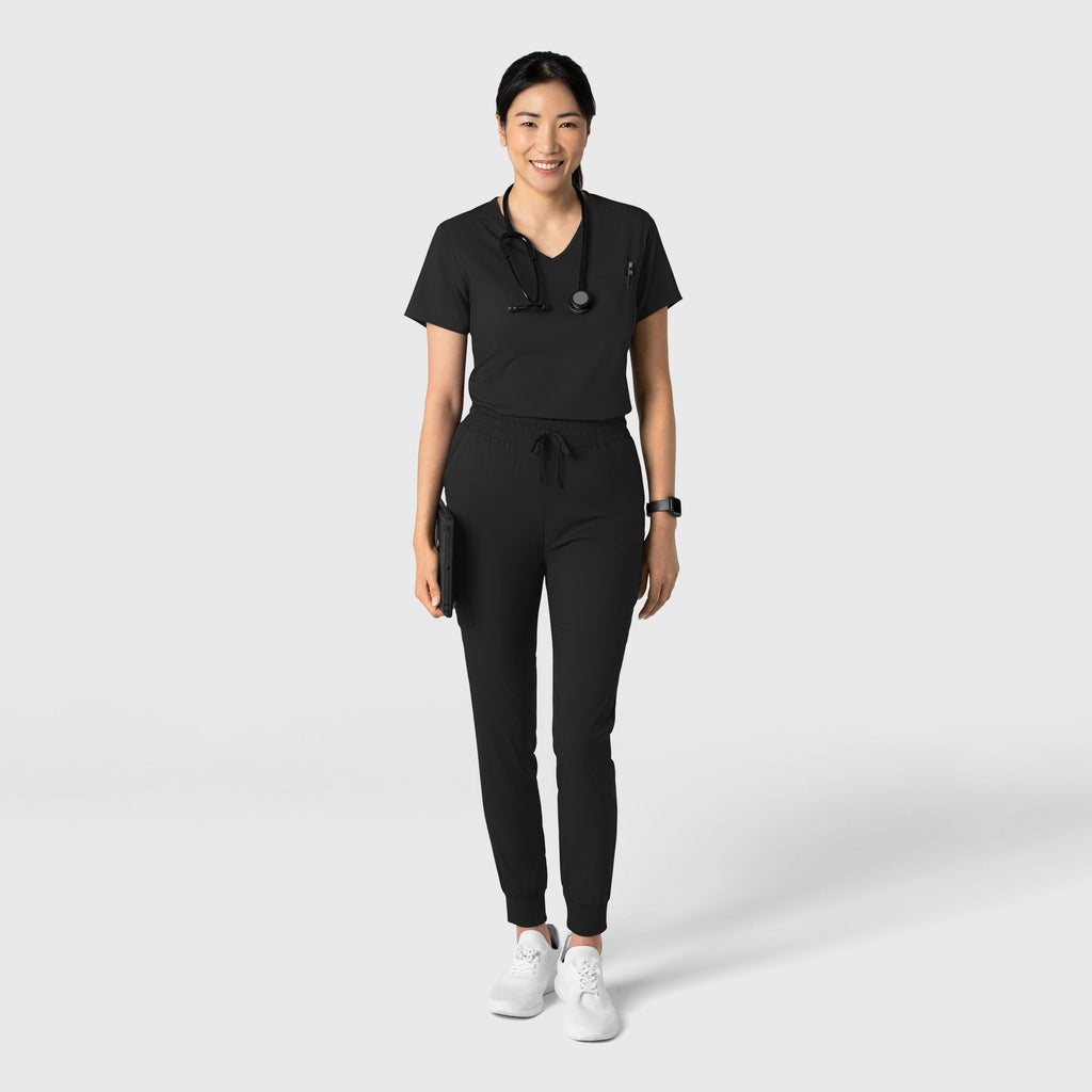 Boundless 6151 Tuck-In Scrub Top Black