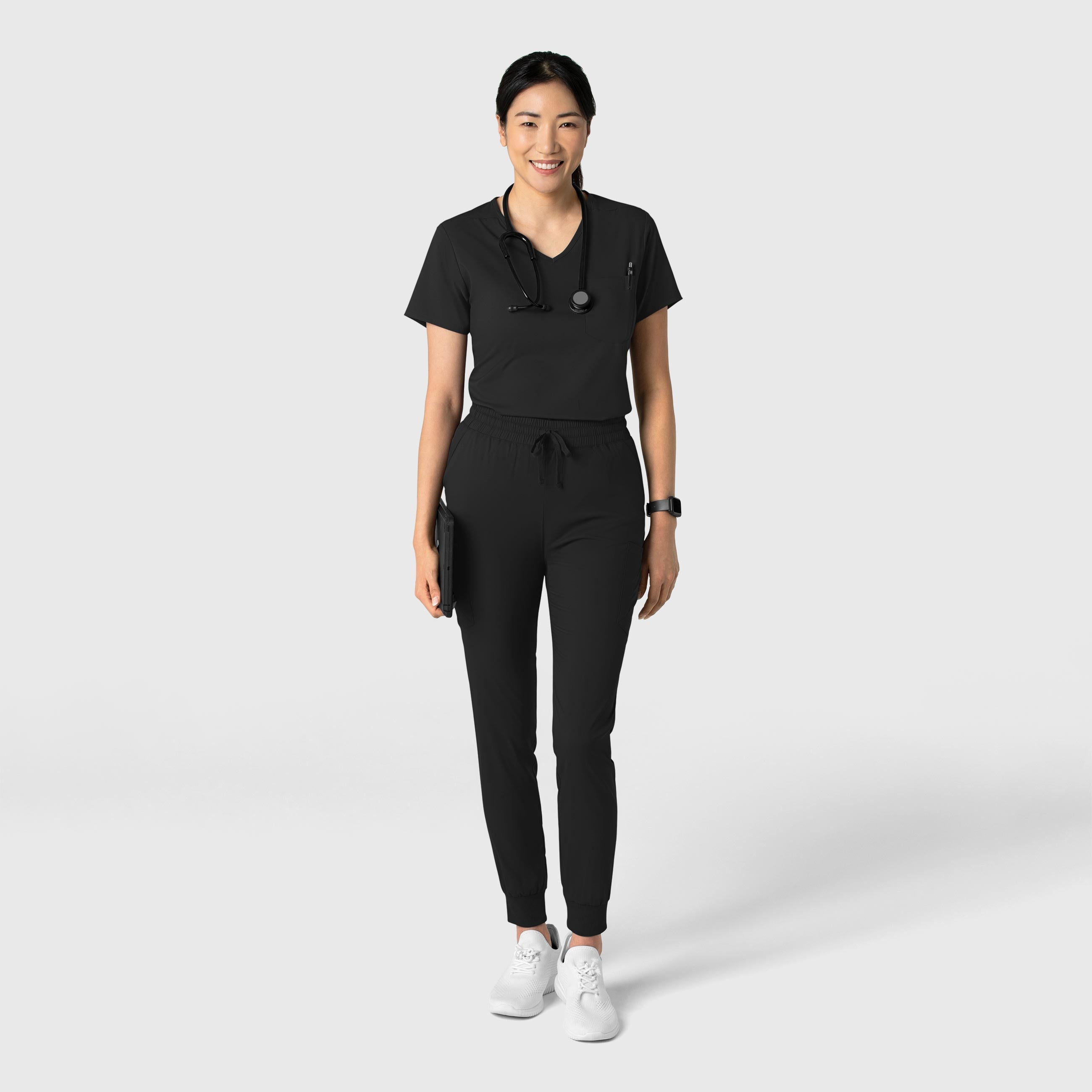 Boundless 6151 Tuck-In Scrub Top Black