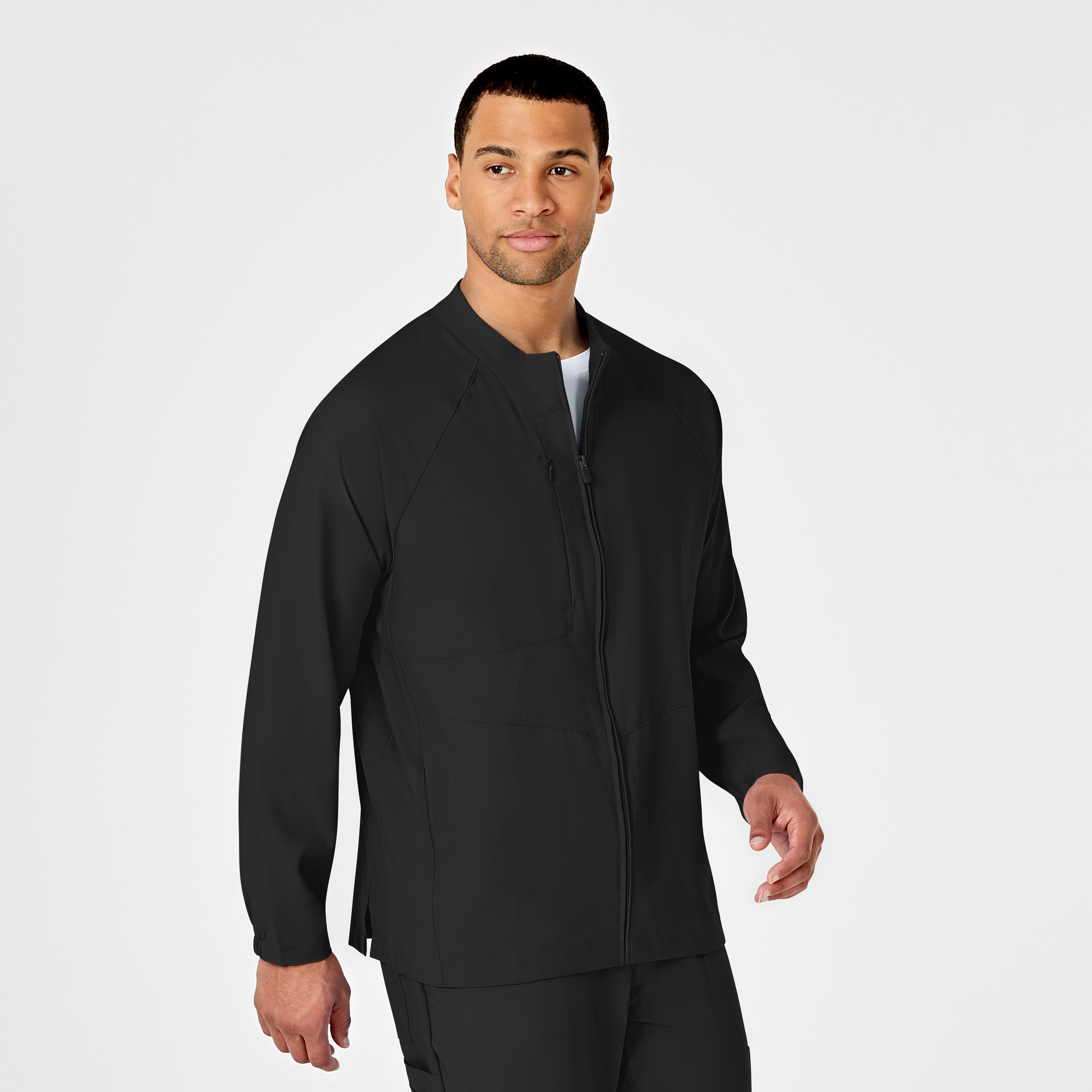 W123 8355 Men's Zip Front Warm Up Jacket Black