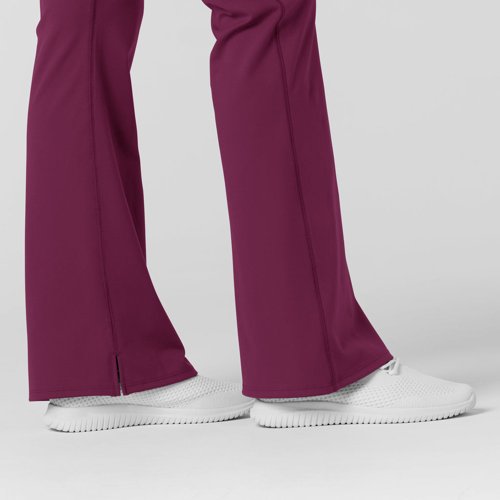 RENEW 5459 Knit Flare Yoga Scrub Pants Wine