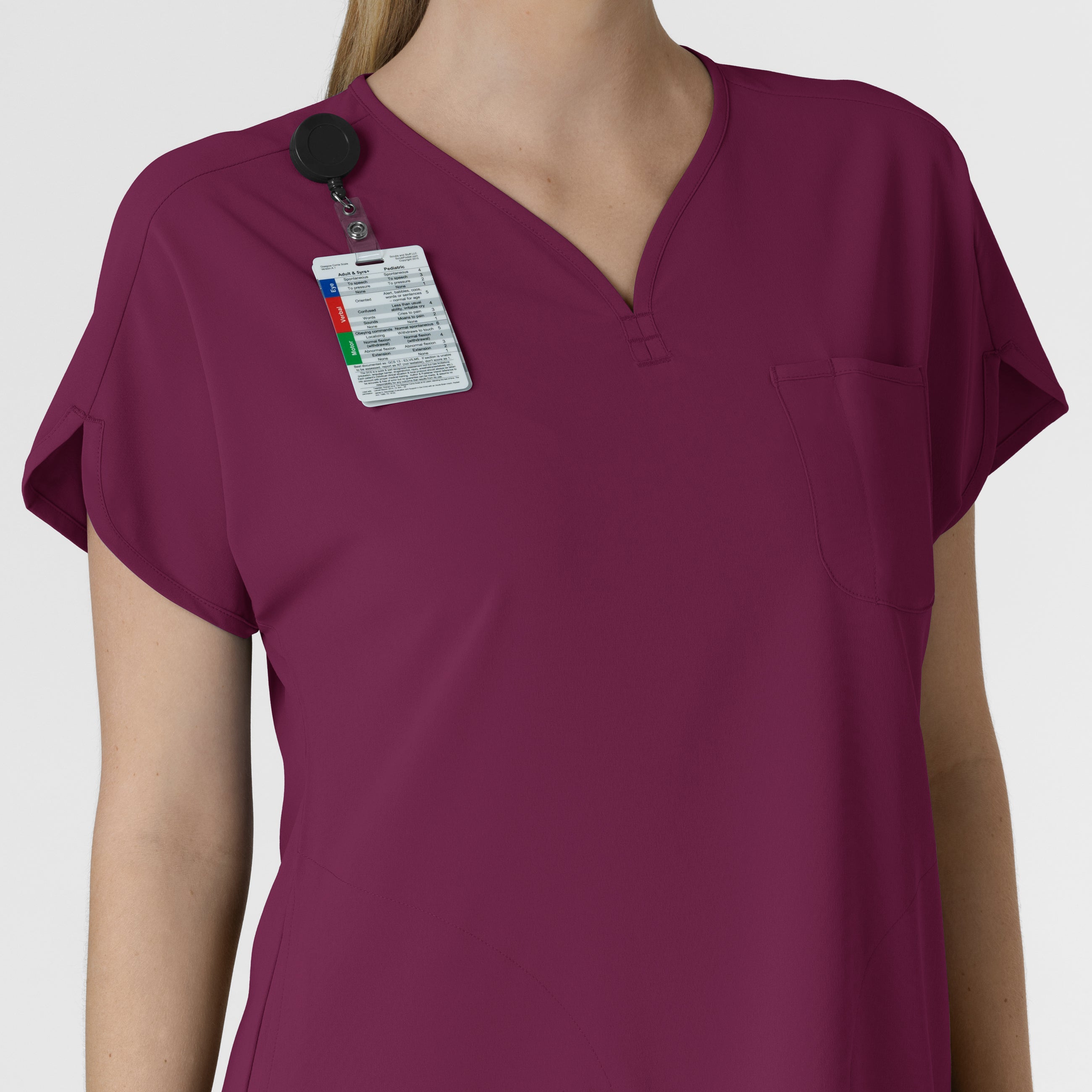 RENEW 6634 Dolman Scrub Top Wine
