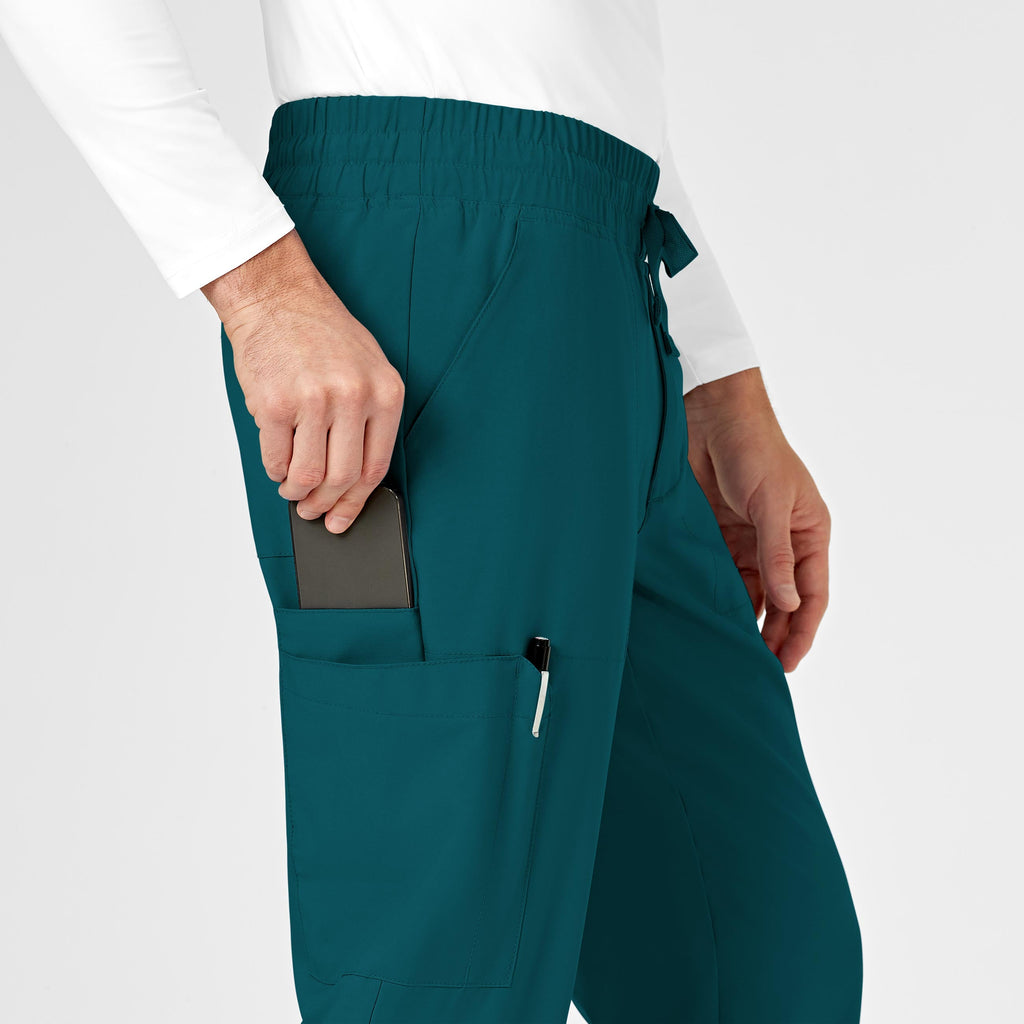 W123 5655 Men's Cargo Jogger Scrub Pants Caribbean Blue