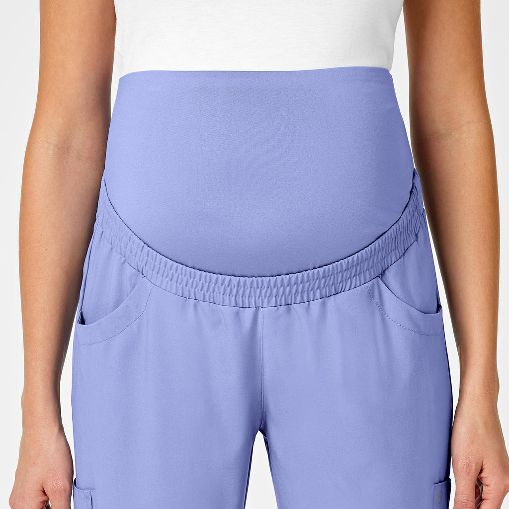W123 5455 Maternity Jogger Scrub Pants Ceil Blue