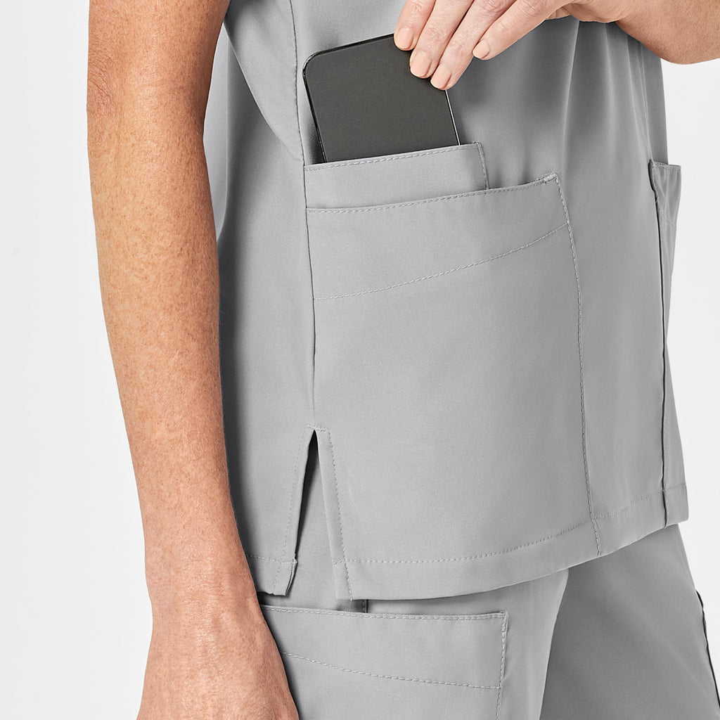 W123 6855 Unisex 4 Pocket Utility Scrub Top Grey