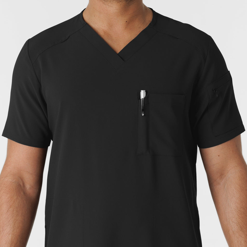 RENEW 6834 Men's V-Neck 5 Pocket Scrub Top Black