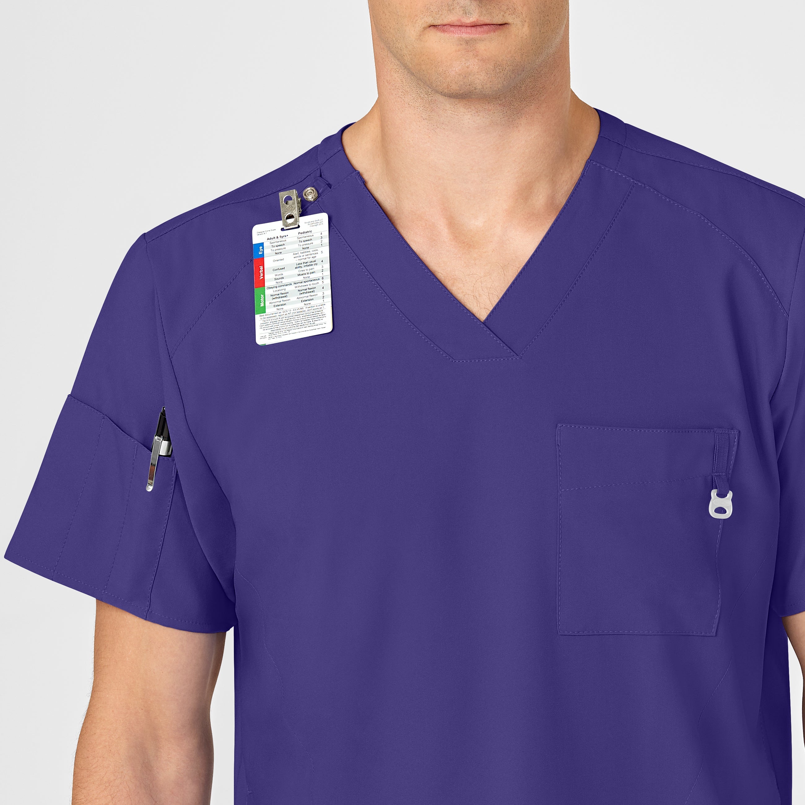 W123 6355 Men's V-Neck Scrub Top Grape
