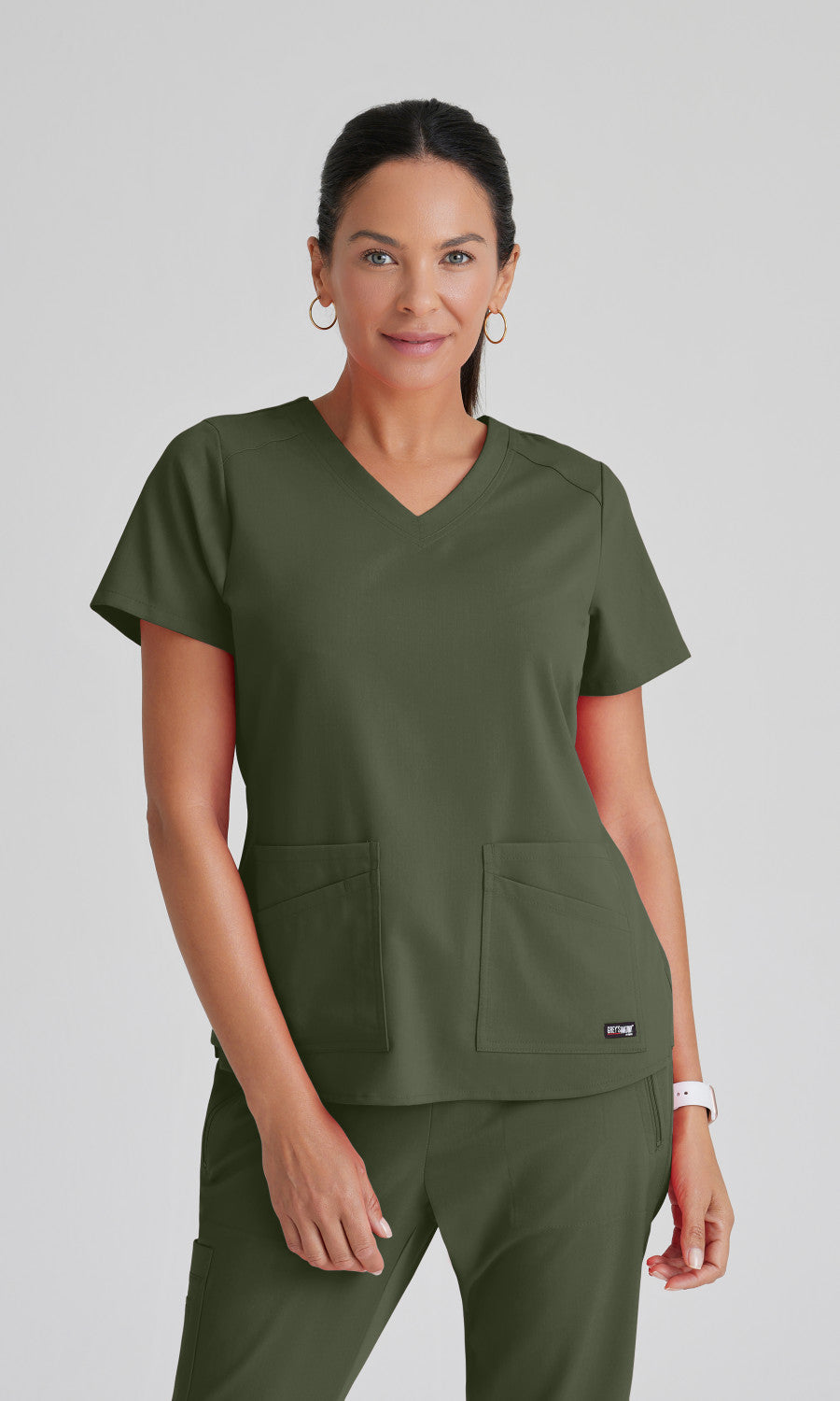 Grey's Anatomy Stretch GRST011 Emma Scrub Top Olive