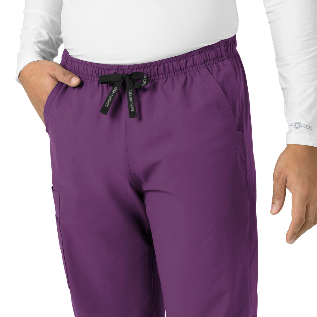 Force Essentials C55013 Unisex Elastic Waist Cargo Scrub Pants Eggplant