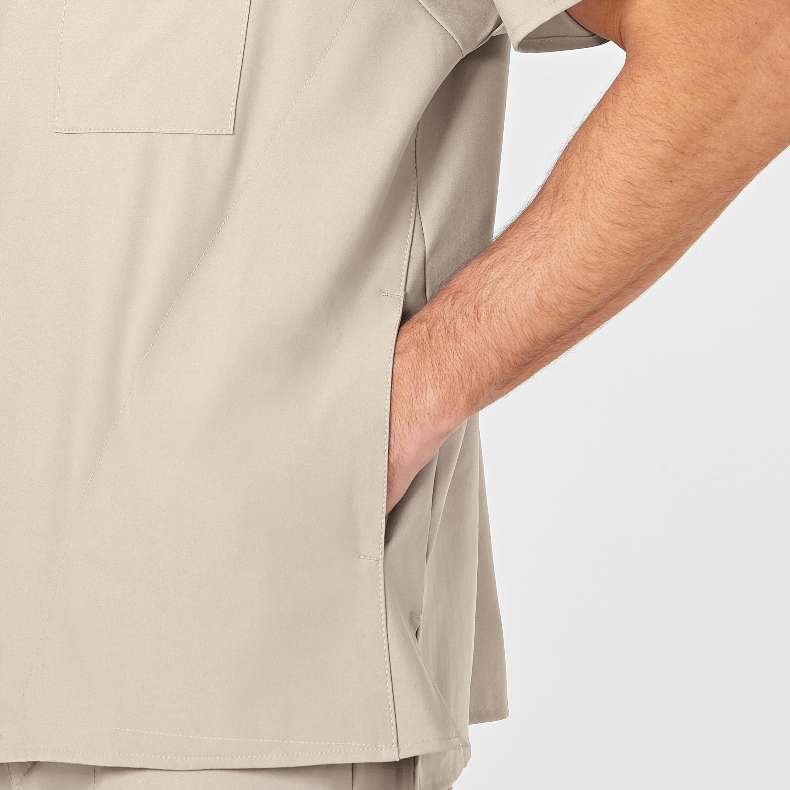 W123 6355 Men's V-Neck Scrub Top Khaki