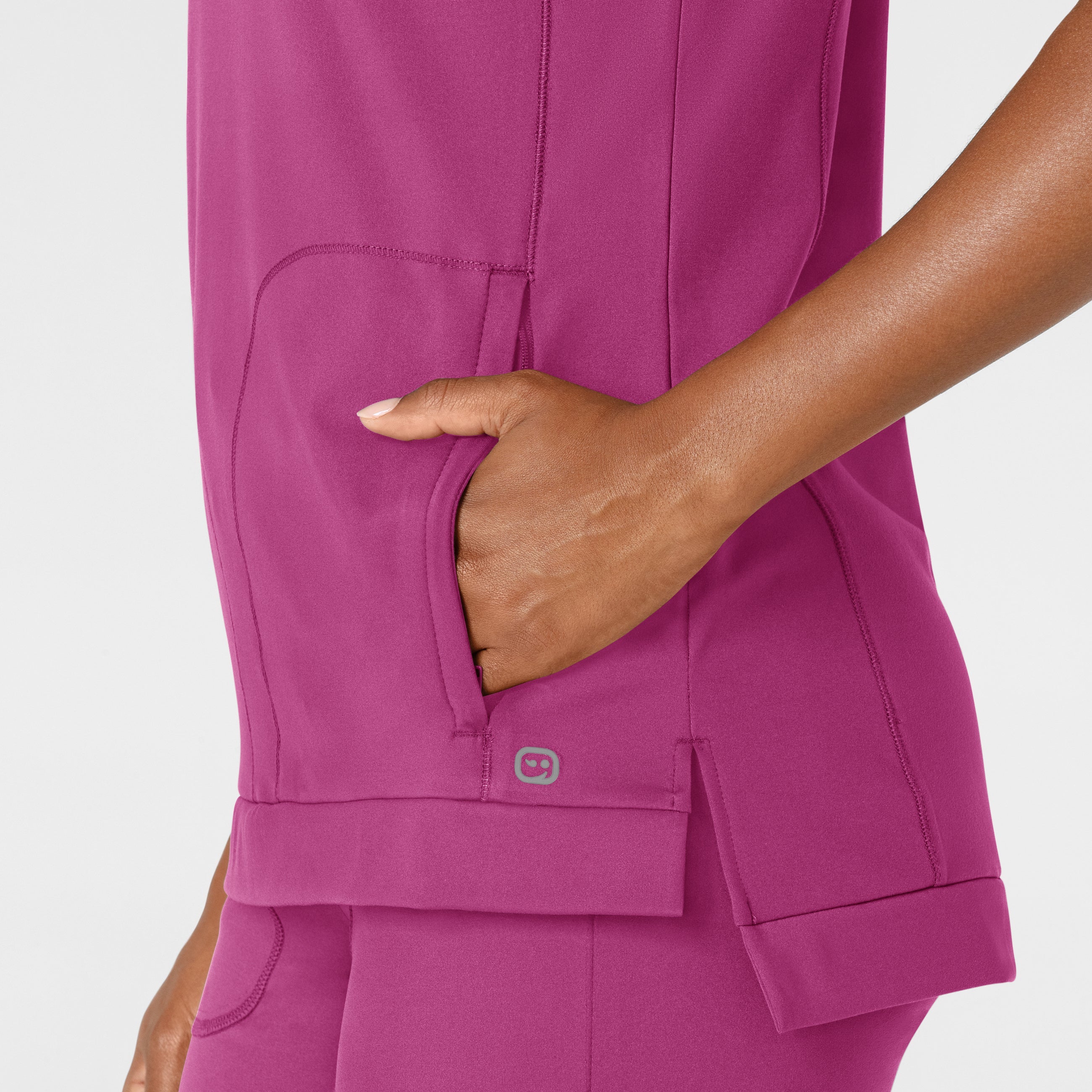 RENEW 6359 Knit Flex-n-Reach Crew Neck Scrub Top Raspberry