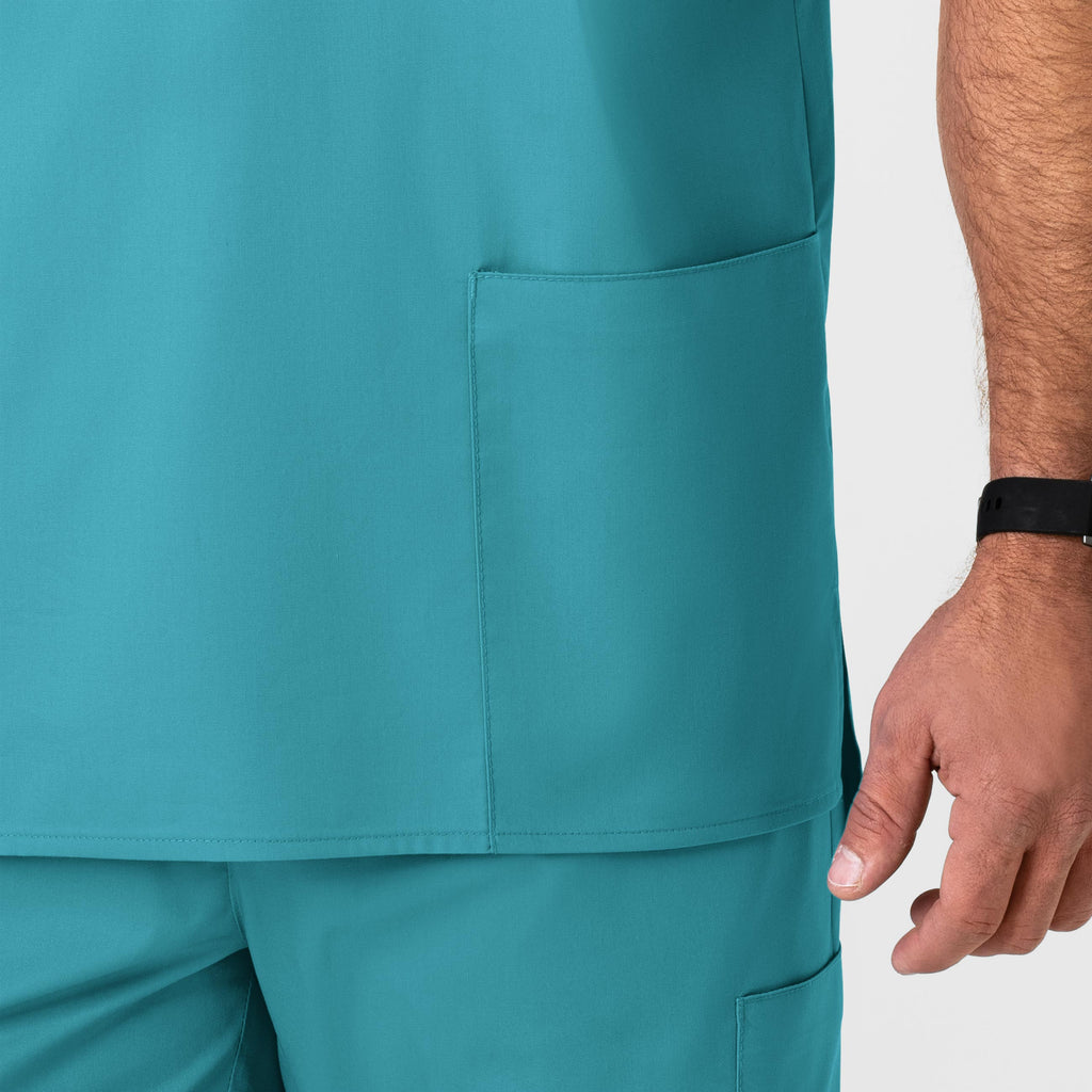 WonderWORK 103 Men's V-Neck Scrub Top Teal Blue