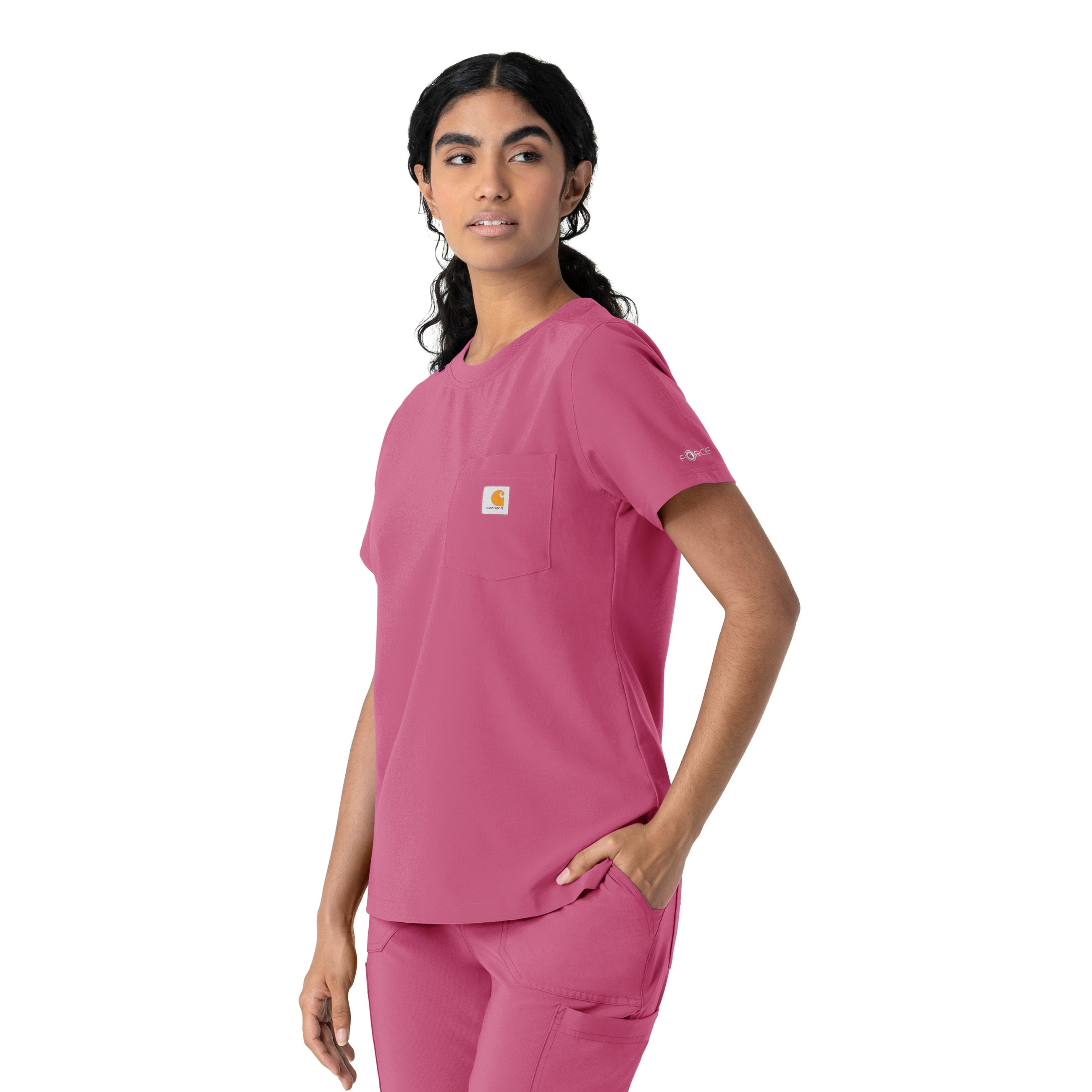 Force Cross-Flex C13510 Women's Crew Neck Scrub Top Electric Fuschia
