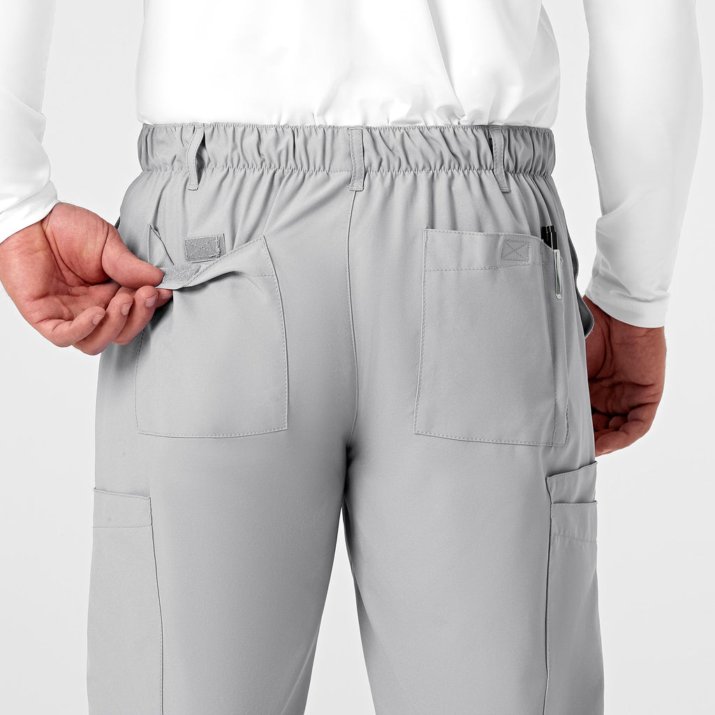 W123 5355 Men's Flat Front Cargo Scrub Pants Grey