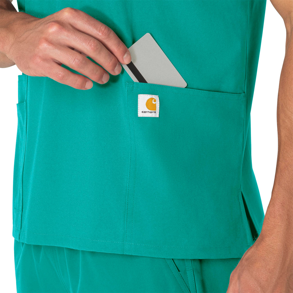 Force Essentials C15013 Unisex V-Neck 6-Pocket Scrub Top Teal Blue