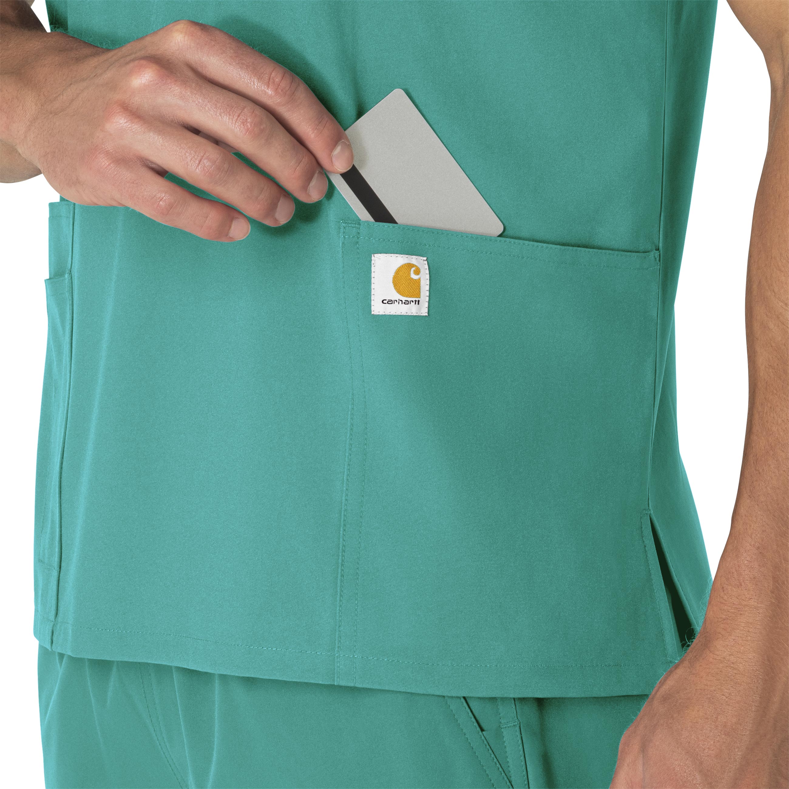 Force Essentials C15013 Unisex V-Neck 6-Pocket Scrub Top Teal Blue