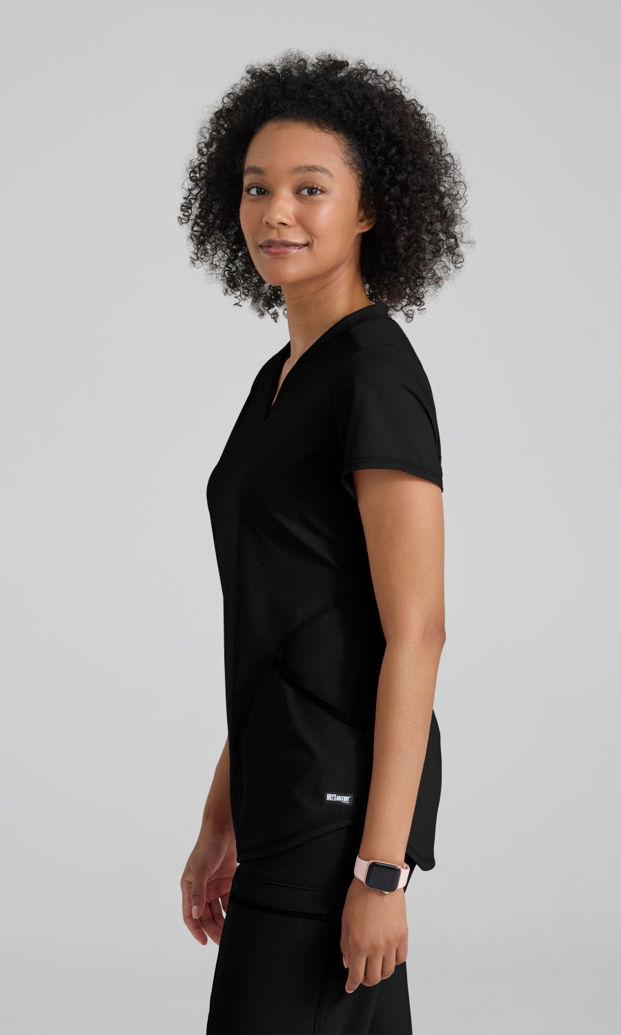 Grey's Anatomy Knits GRST249 Define Knit Scrub Top Black