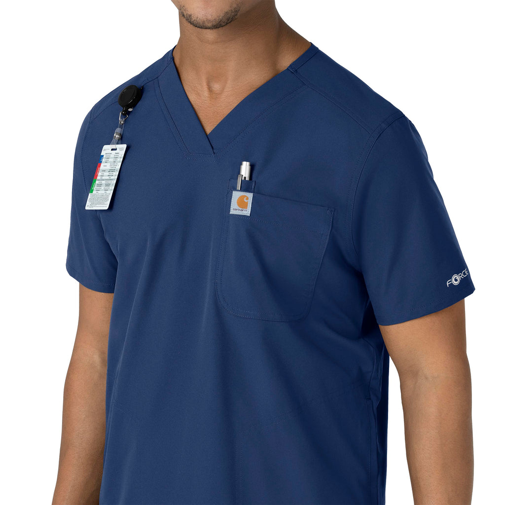 Force Essentials C16113 Men's V-Neck Shirttail Scrub Top Navy