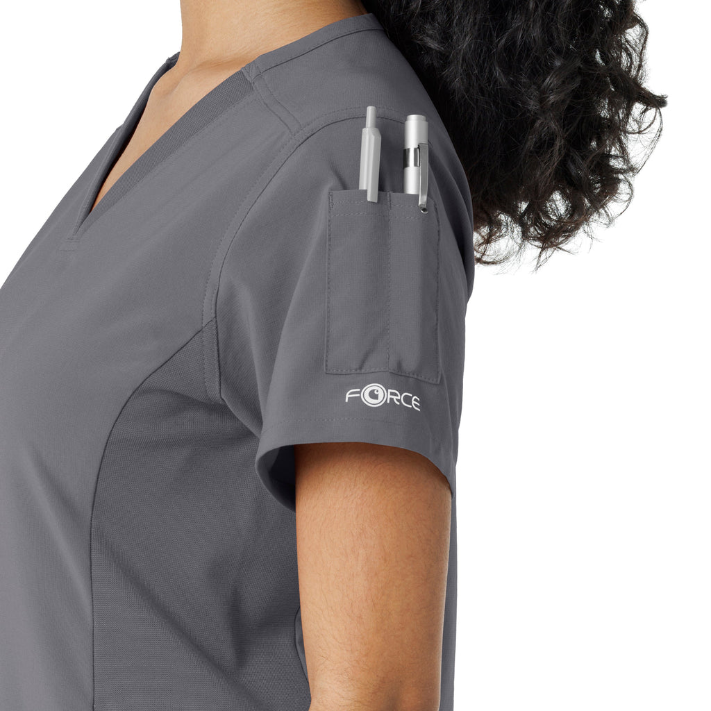 Force Cross-Flex C13310 Knit Panel Scrub Top Pewter