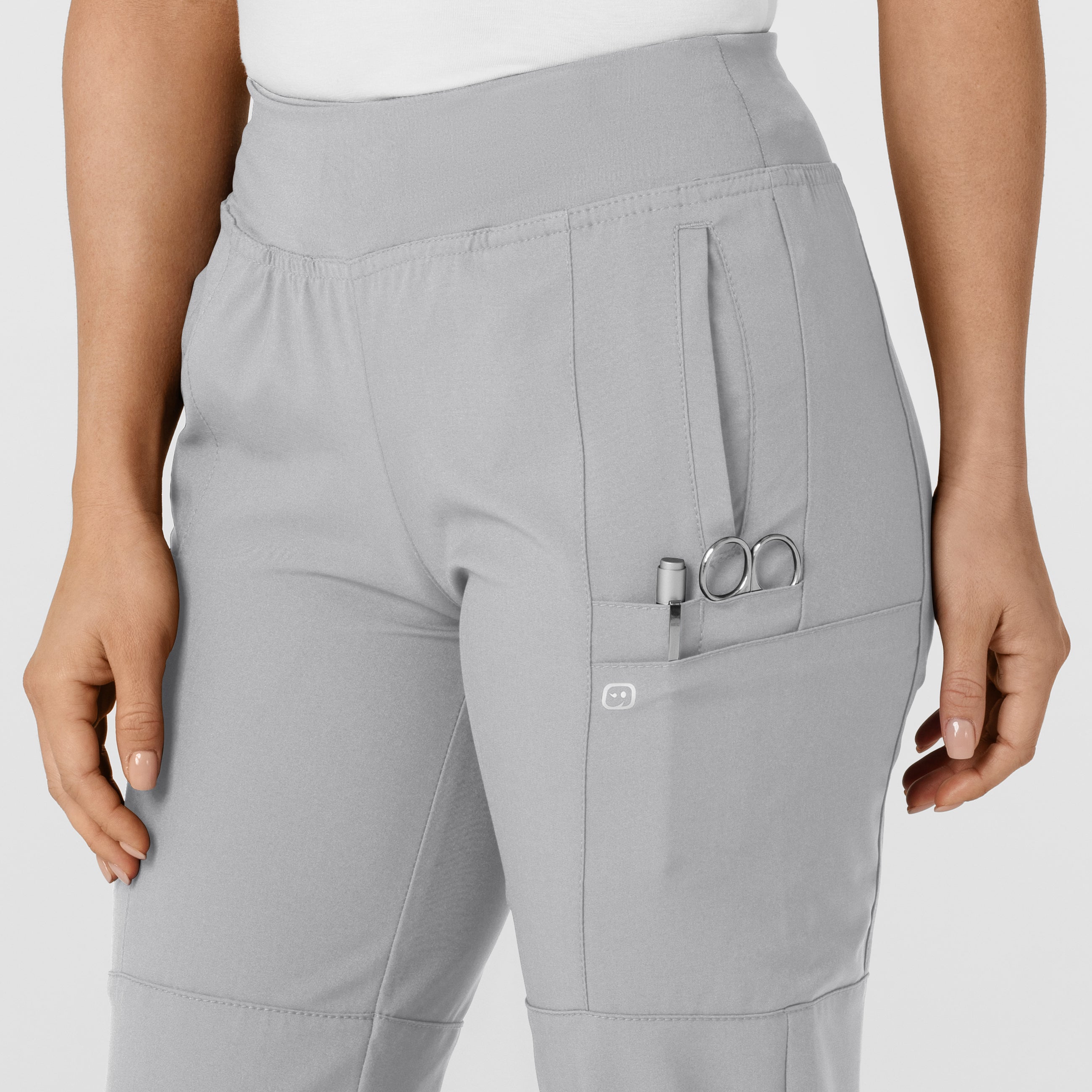 W123 5555 Comfort Waist Cargo Jogger Scrub Pants Grey