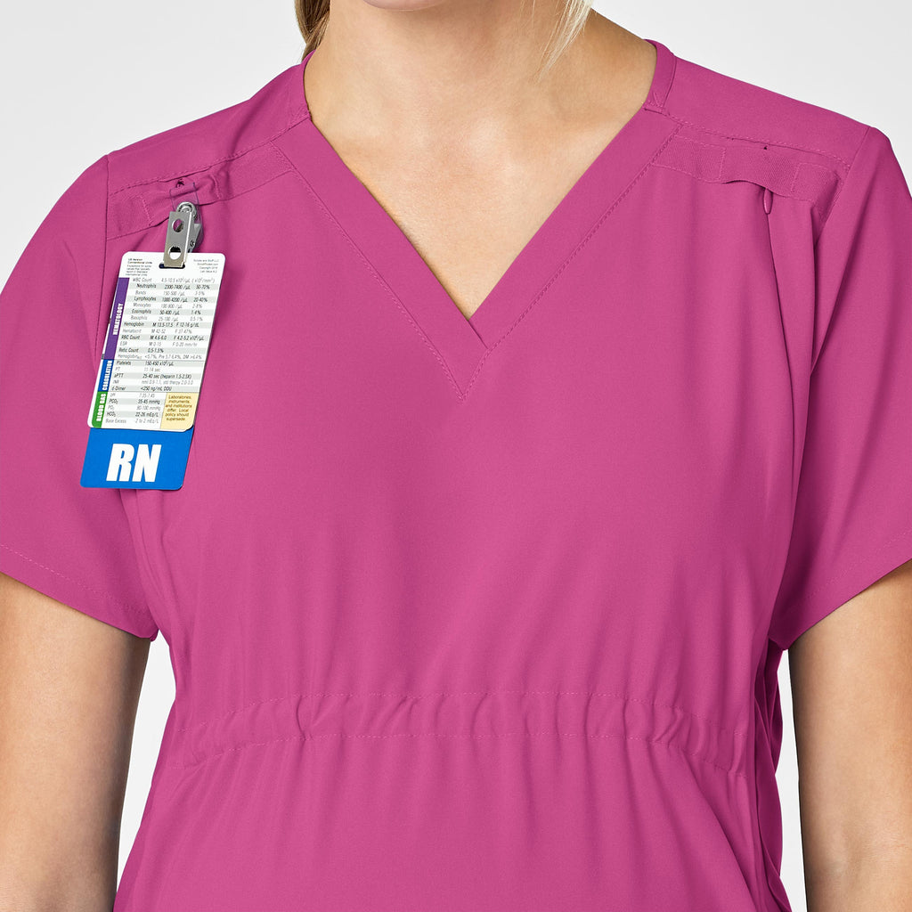 W123 4555 Maternity V-Neck Scrub Top Hot Pink