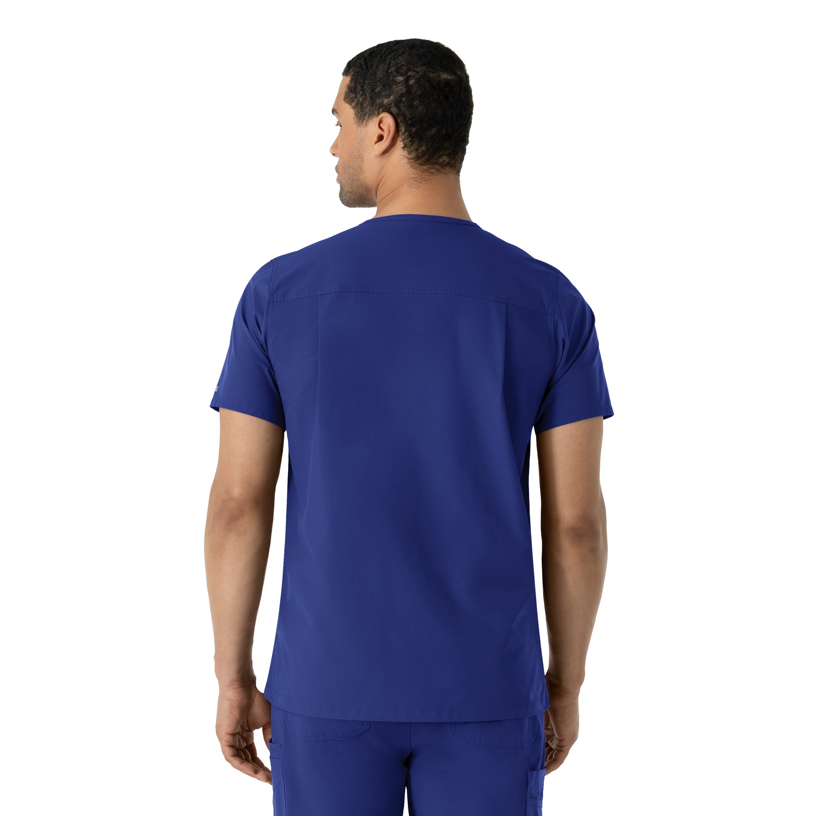 Force Essentials C16113 Men's V-Neck Shirttail Scrub Top Galaxy Blue