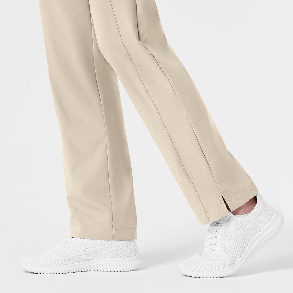 W123 5155 Flat Front Cargo Scrub Pants Khaki