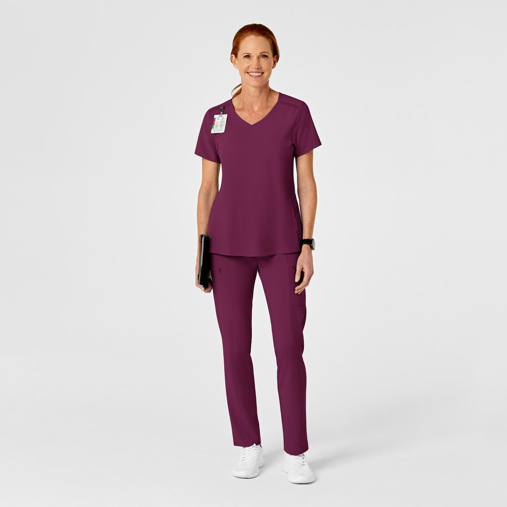 RENEW 5334 High Waist Slim Leg Scrub Pants Wine