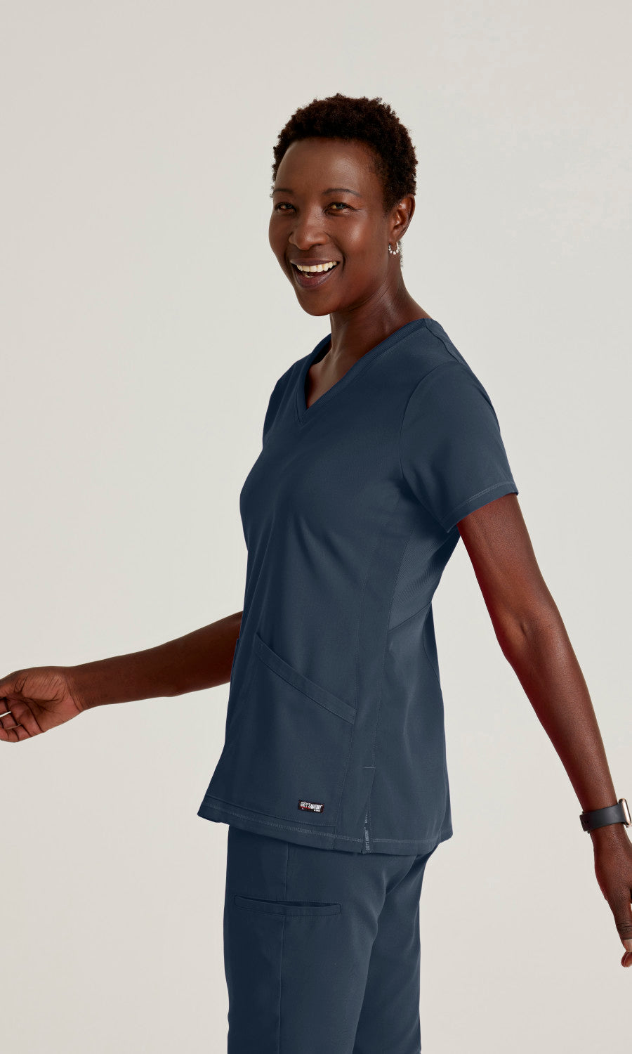 Grey's Anatomy Stretch GRST045 Serena Scrub Top Steel