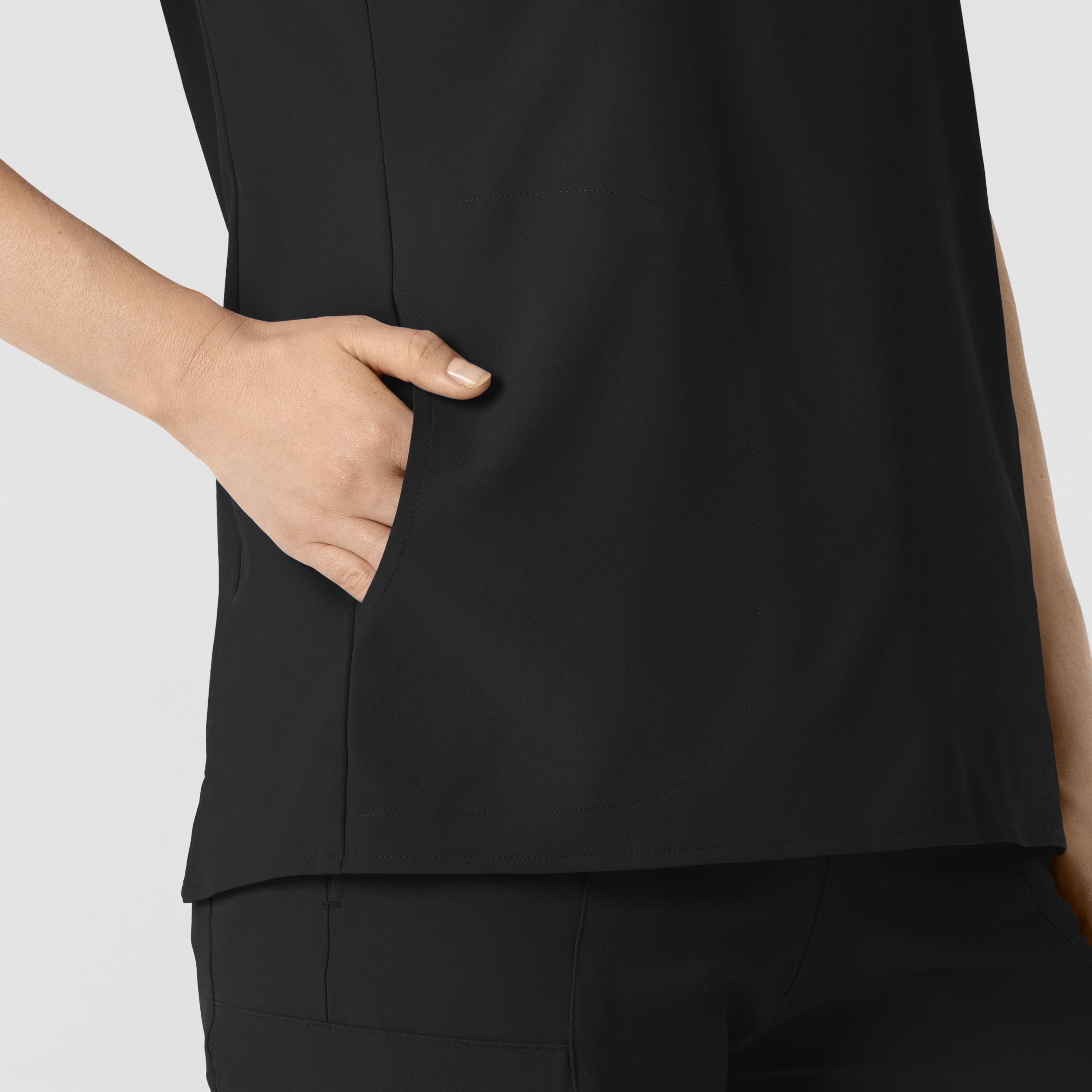 RENEW 6734 Mandarin Collar Scrub Top Black