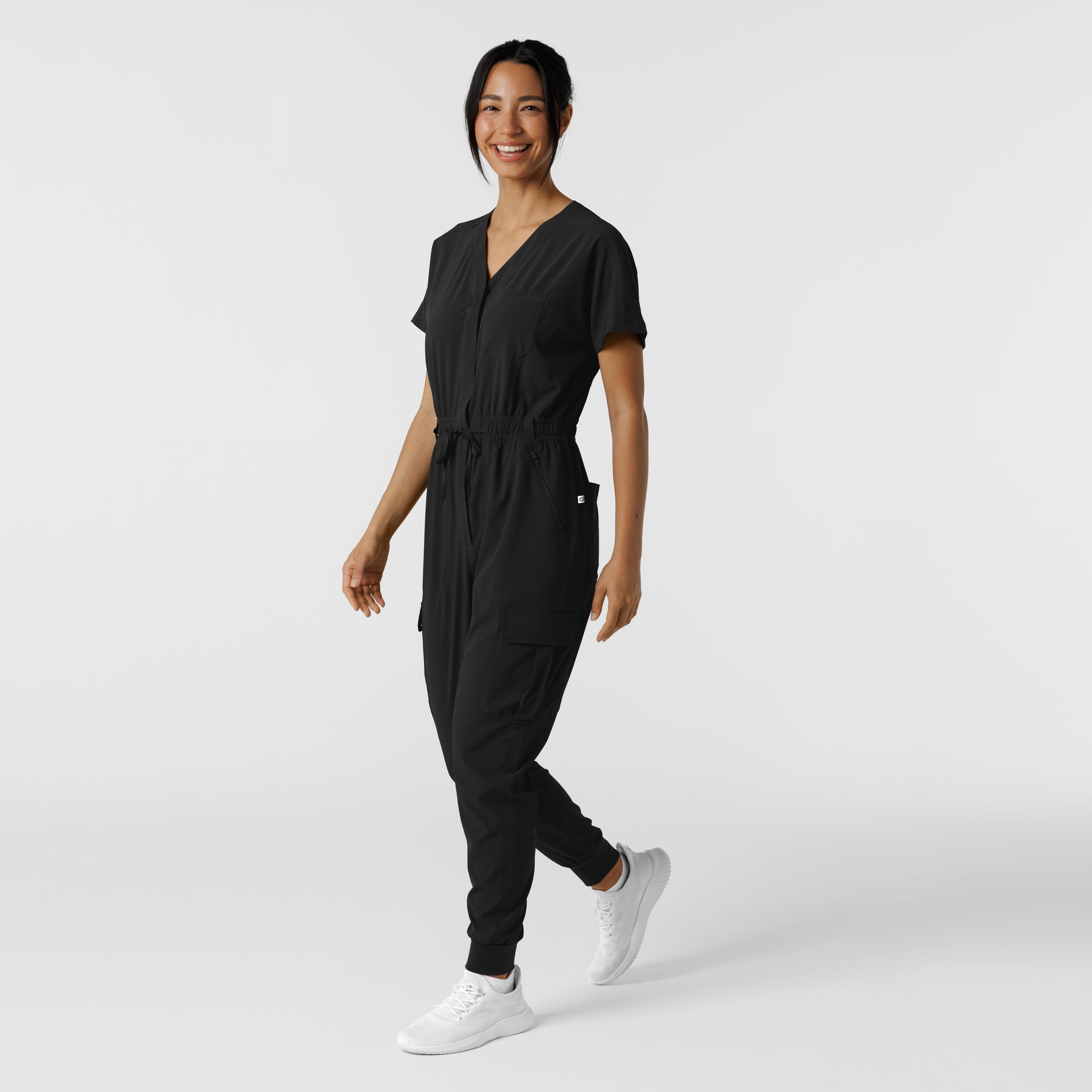 RENEW 3234 Cargo Jogger Scrub Jumpsuit Black