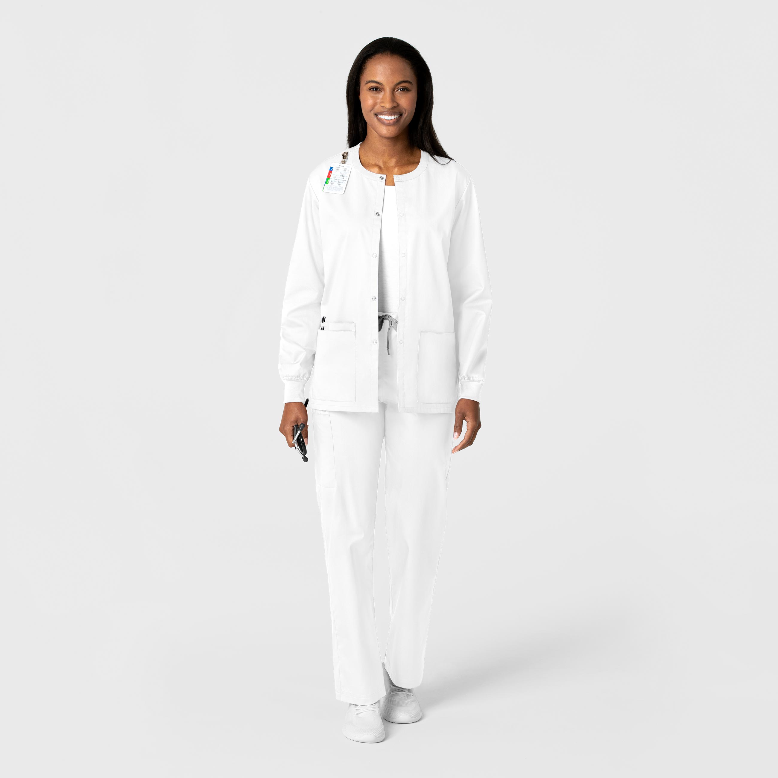 WonderWORK 800 Unisex Snap Front Jacket White