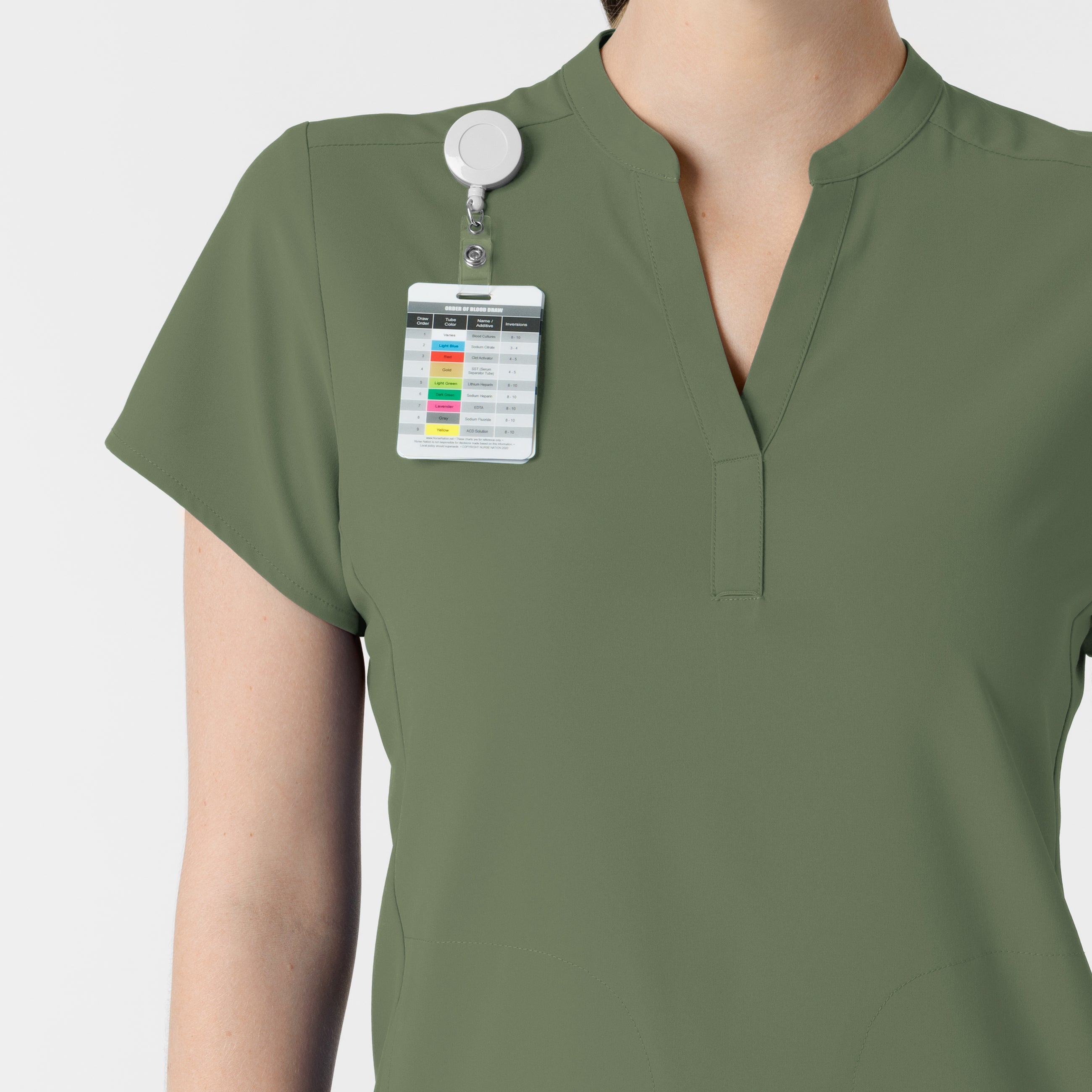 RENEW 6734 Mandarin Collar Scrub Top Olive
