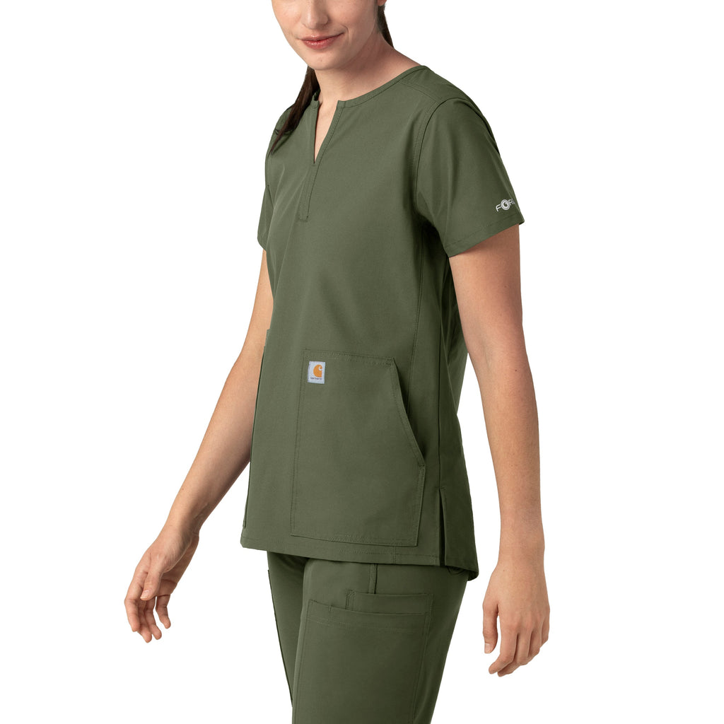 Force Essentials C12213 Notch Neck Tunic Scrub Top Olive