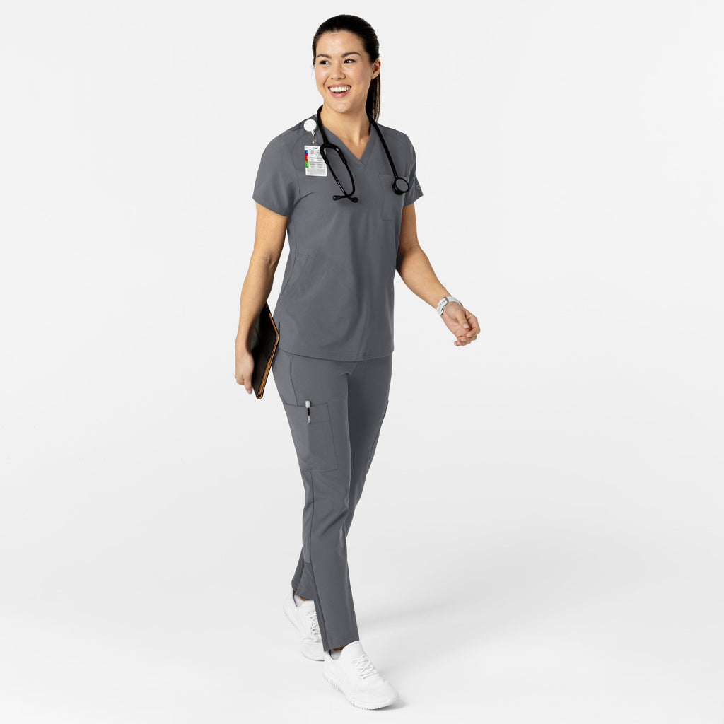 W123 6045 Flex-n-Reach V-Neck Scrub Top Pewter