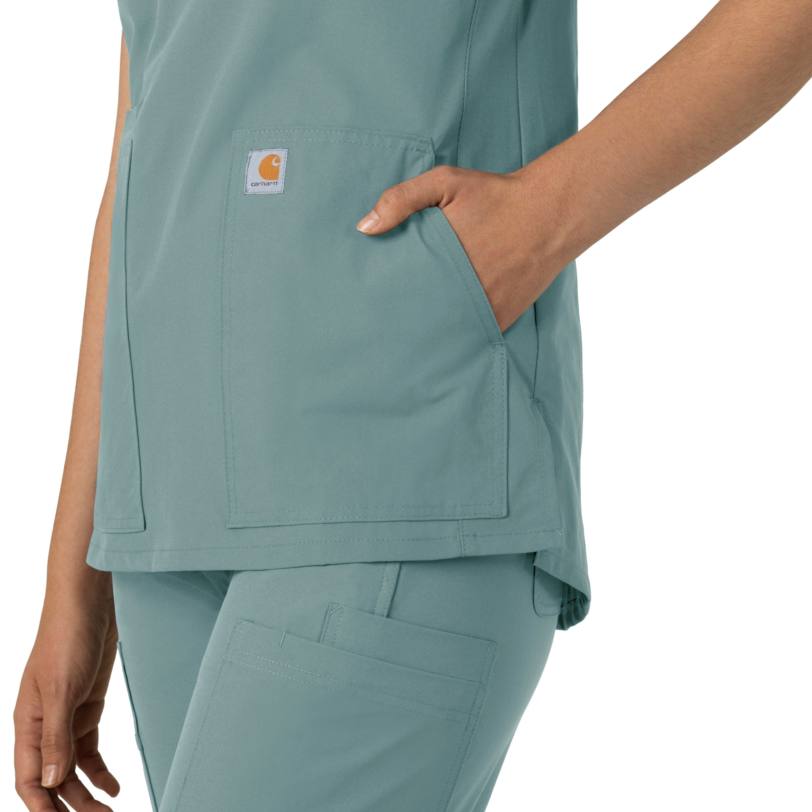 Force Essentials C12213 Notch Neck Tunic Scrub Top Summer Blue