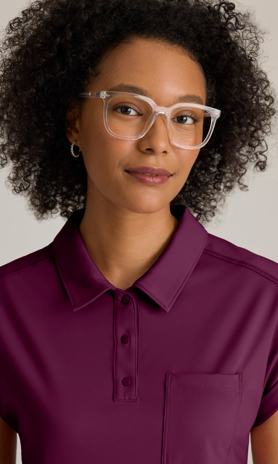 Grey's Anatomy Knits GRST254 Renew Knit Scrub Top Wine