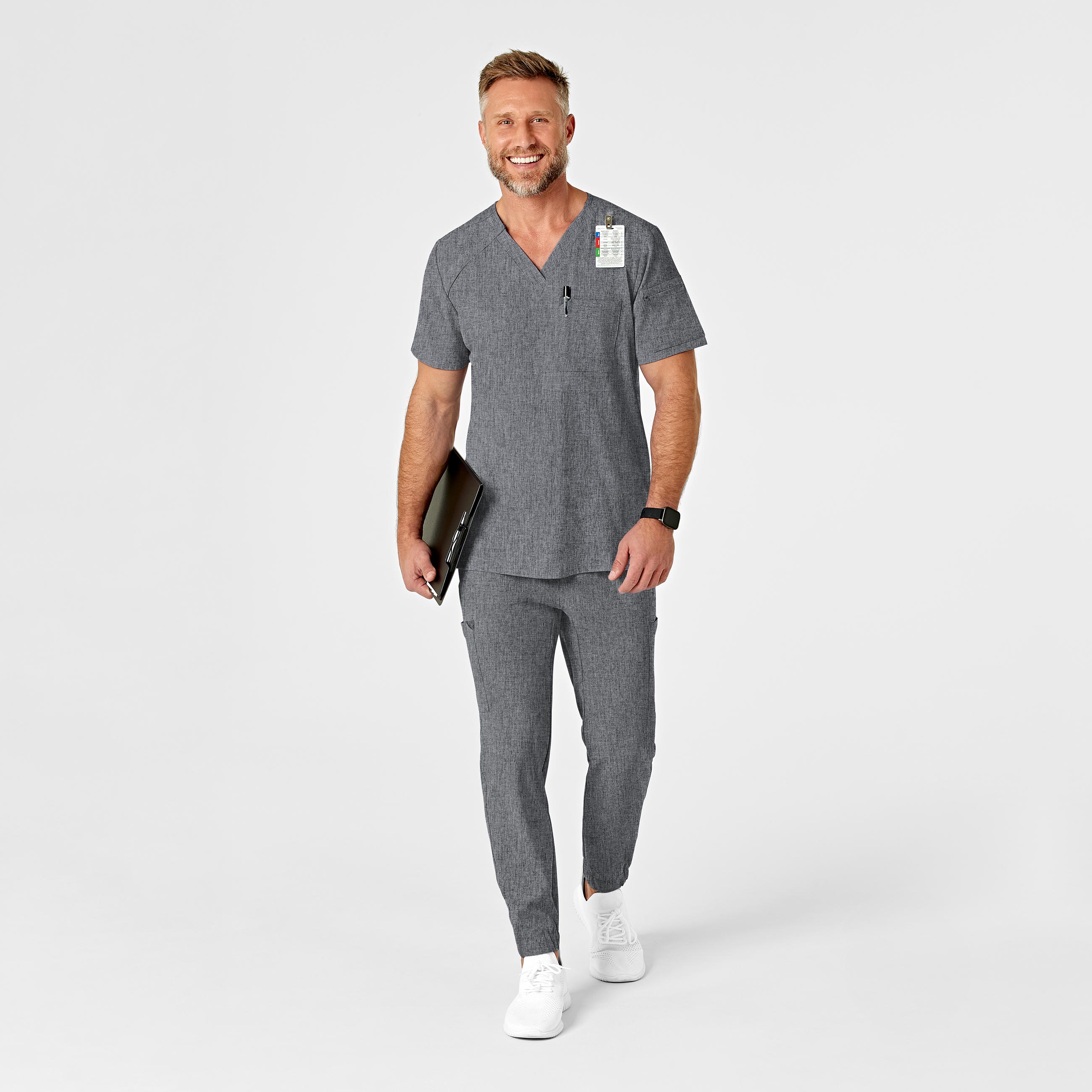 RENEW 5034 Men's Jogger Scrub Pants Grey Heather
