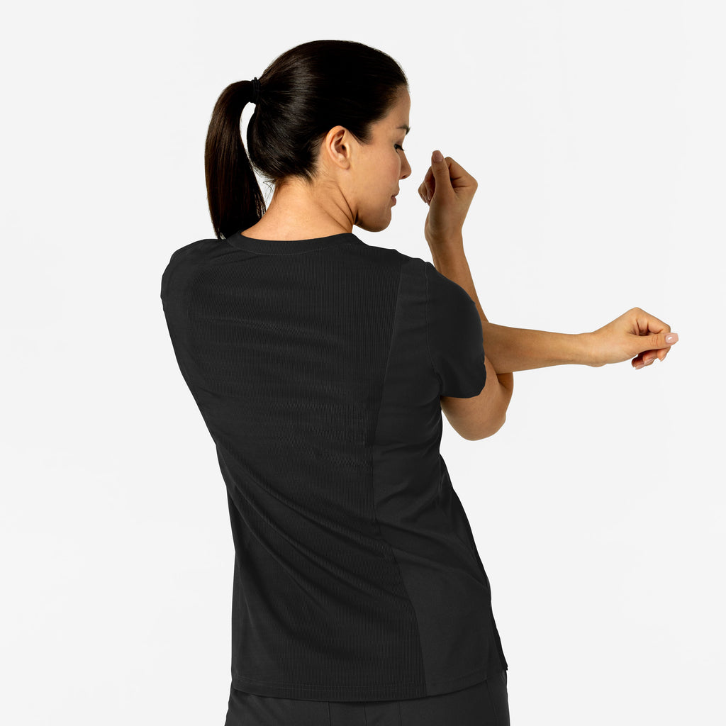 W123 6045 Flex-n-Reach V-Neck Scrub Top Black