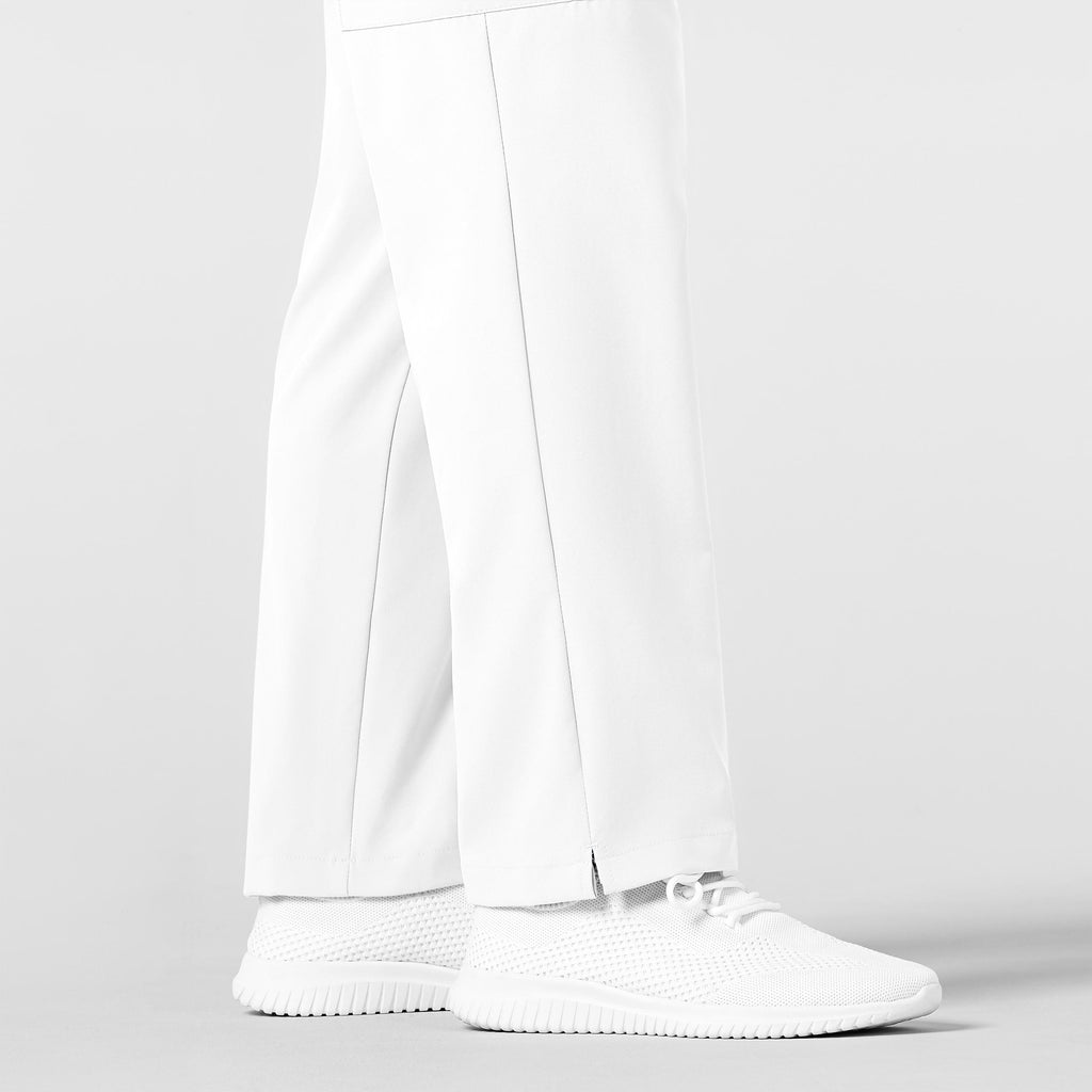 W123 5355 Men's Flat Front Cargo Scrub Pants White