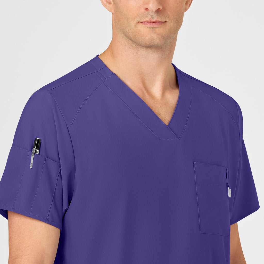 W123 6355 Men's V-Neck Scrub Top Grape