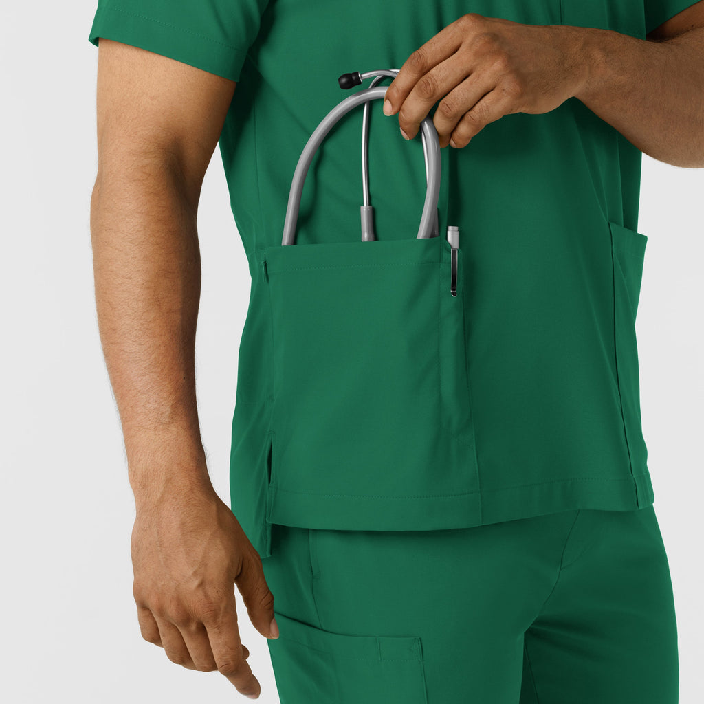 Boundless 6351 Men's Multi Pocket V-Neck Scrub Top Hunter